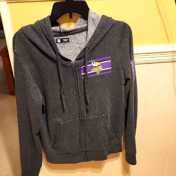 NFL Minnesota Vikings Women's Gray & Purple Zip-Up Jacket Hoodie Size M - Picture 1 of 8